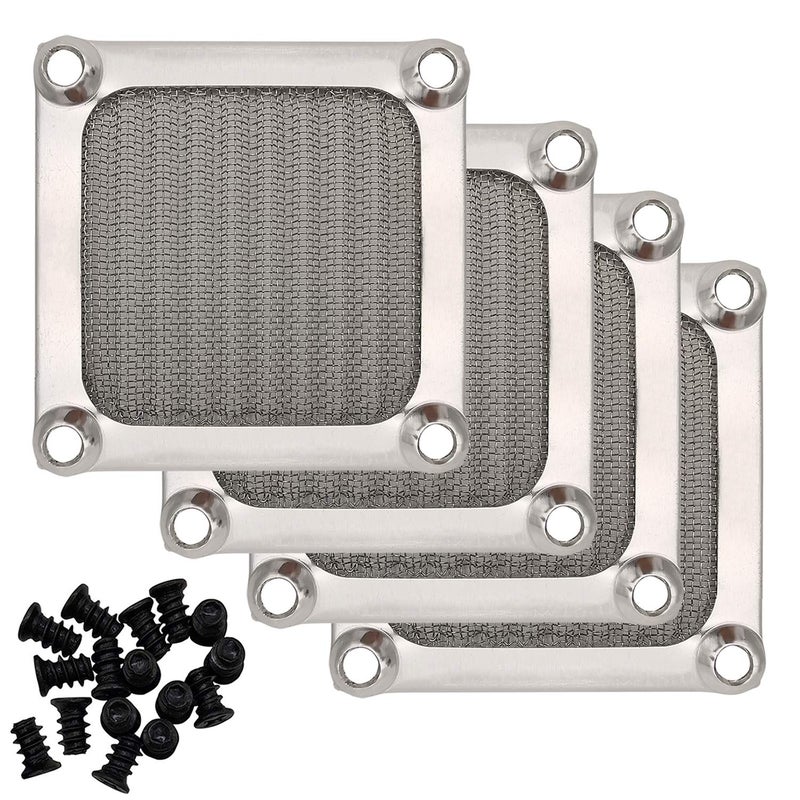 IMSurQltyPrise 60mm Computer Case Fan Filter Grills with Screws, Aluminum Frame Ultra Fine Stainelss Steel Mesh, Silver Color - 4 Pack - Image 1